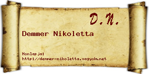 Demmer Nikoletta névjegykártya